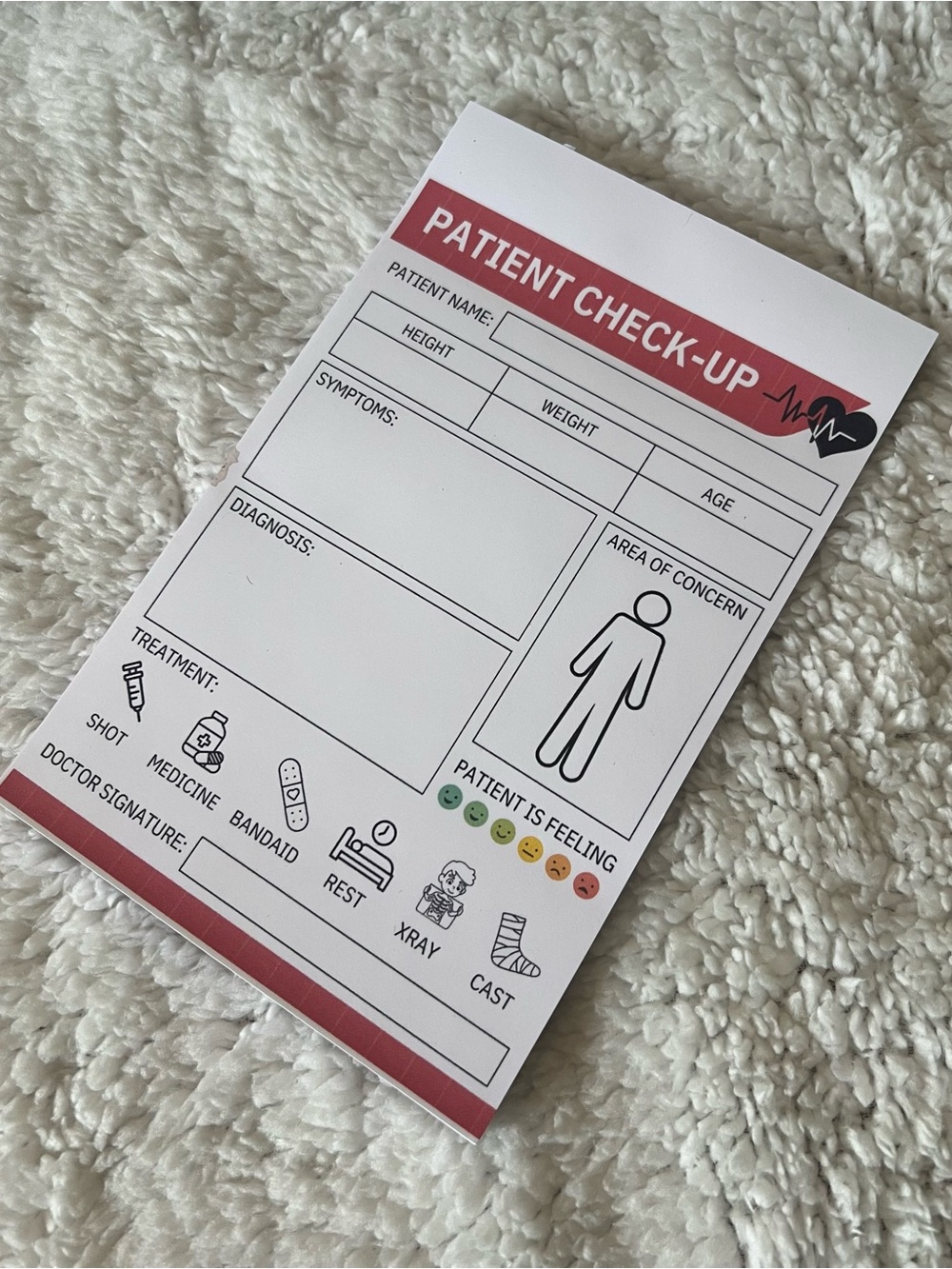 Kids Patient Check-Up Imagination Play Notepad